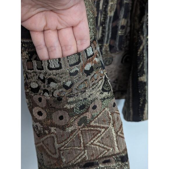 Vintage Leoniak Metallic Retro Knit Oversized Sweater Jacket Womens Size M - Picture 8 of 11